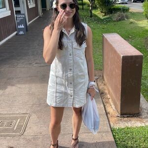 Sleeveless Cream Denim Dress